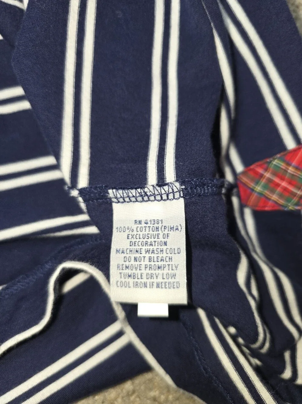 Ralph Lauren Navy and White Striped Polo Golf Shirt Size Large